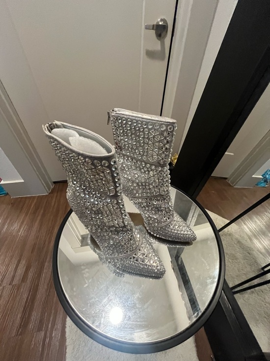 Steve Madden Shoes - Steve Madden Silver Embellished Rhinestone Mid-Calf Boots